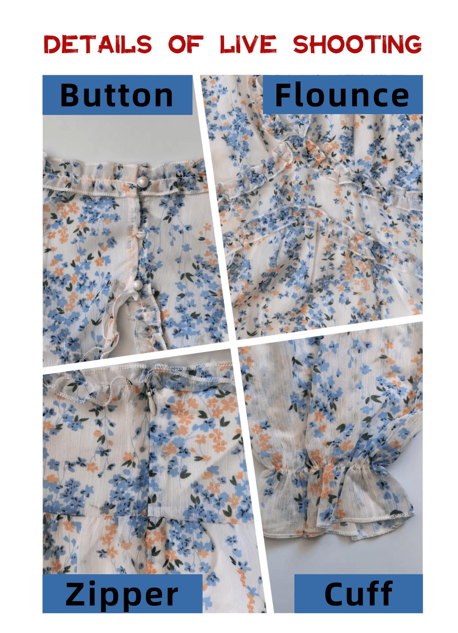 details of deep V backless floral dress